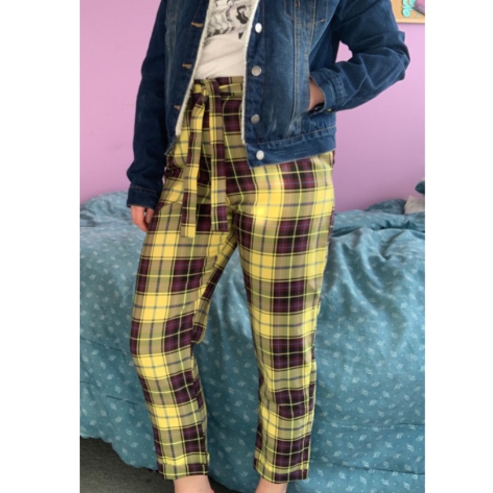 Plaid paper bag waist pants 🧻 💼